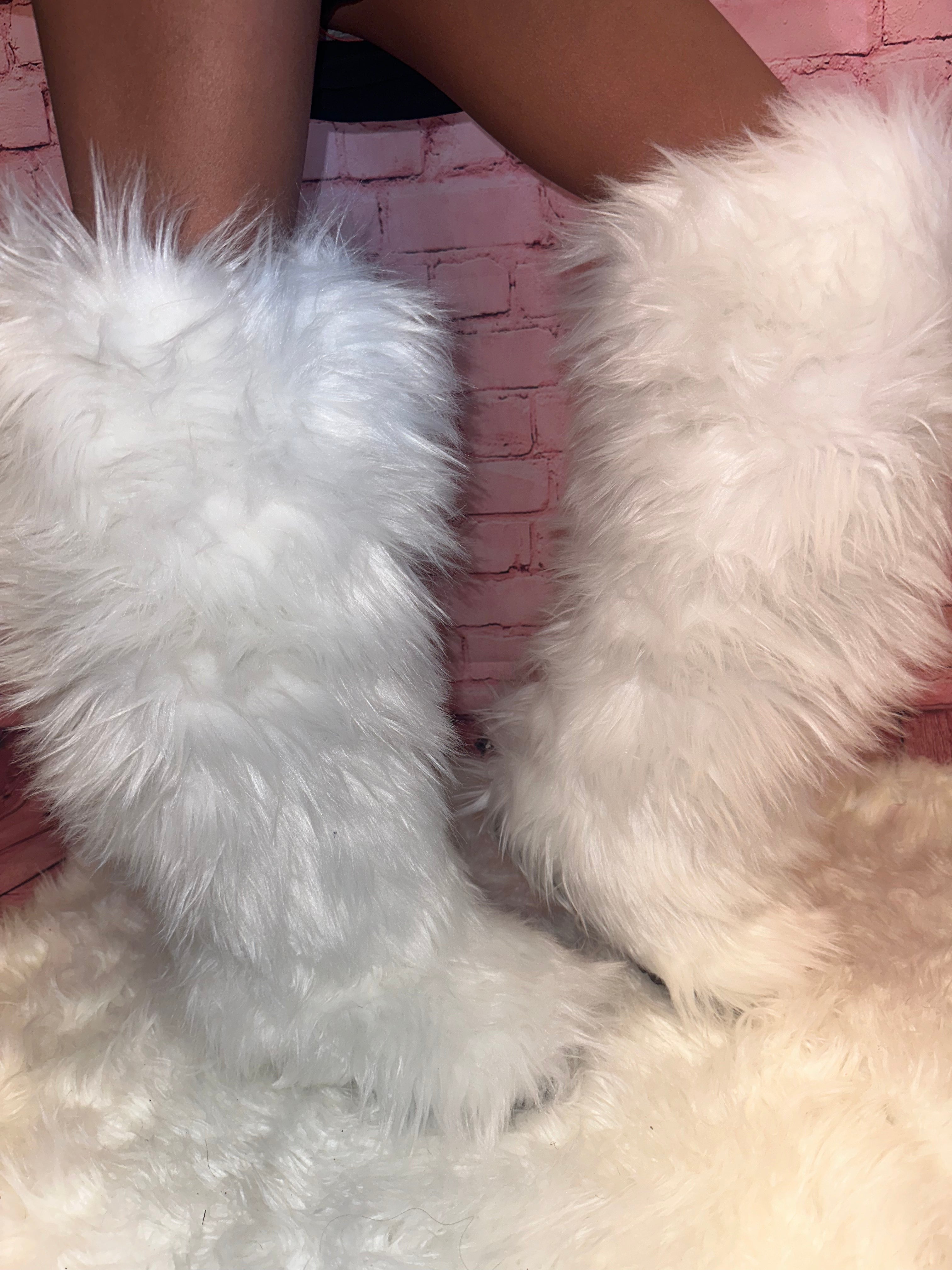 White Fuzzy Boots