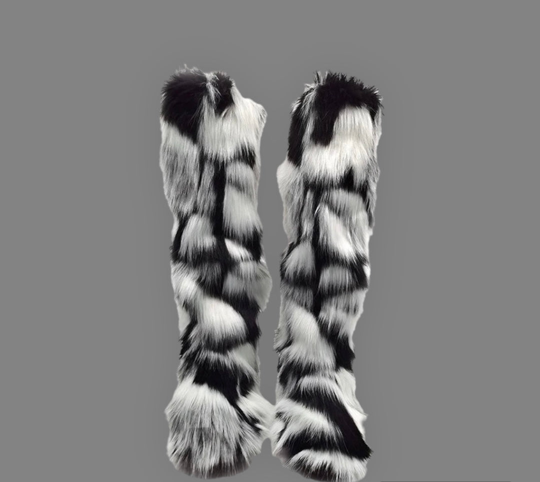 Black and White Fuzzy Boots