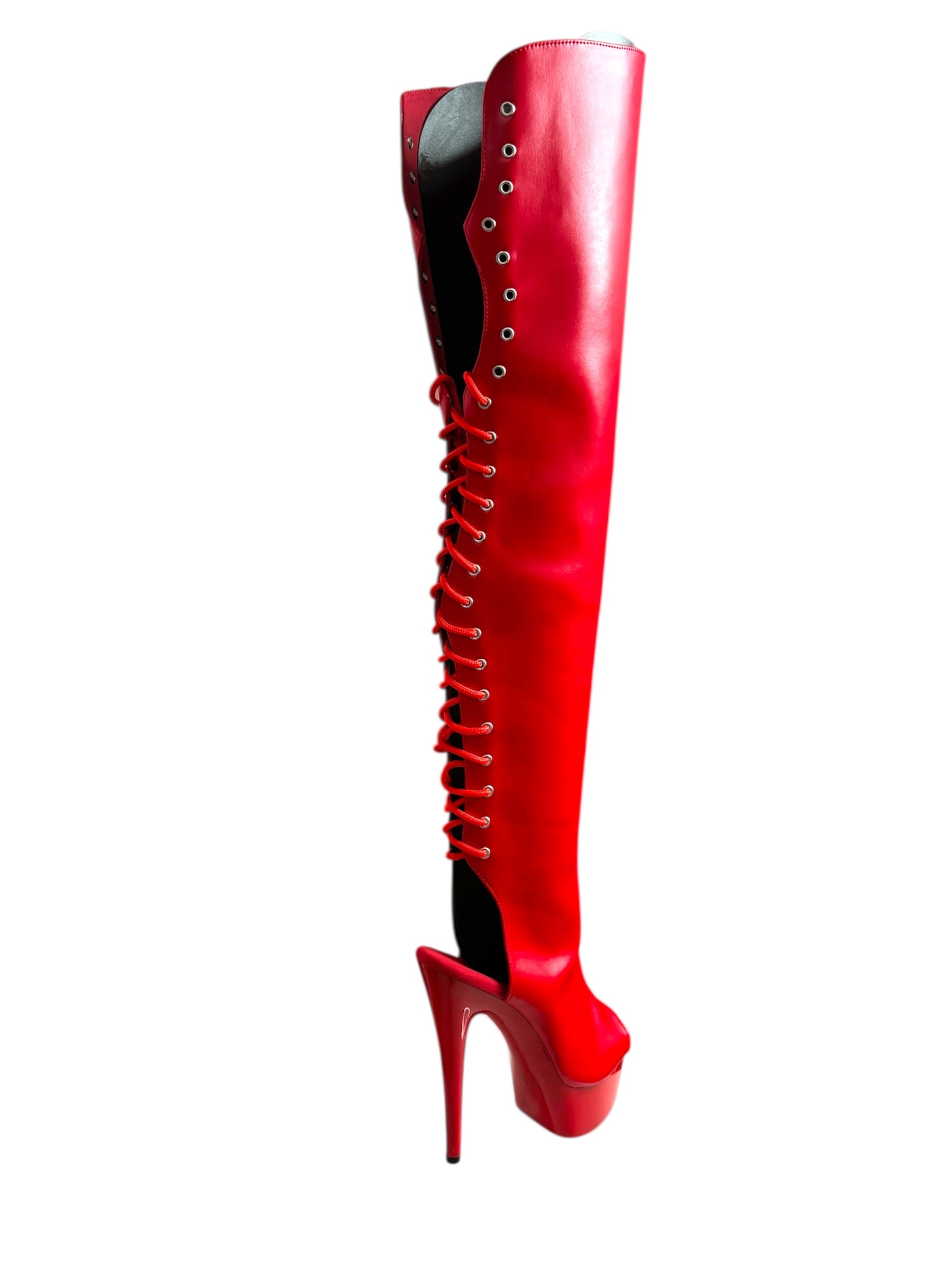 Red Knee-high heels